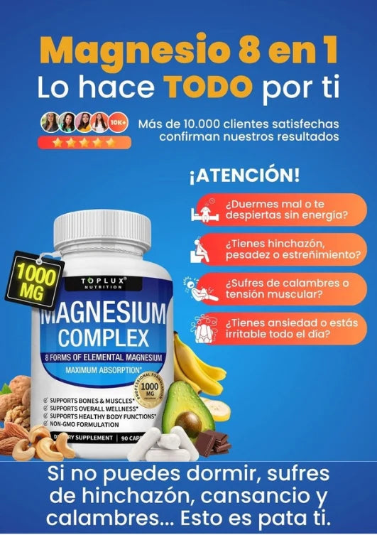 Complejo Multifuente de Magnesio 8 en 1 💊 - Energía, Relajación y Recuperación