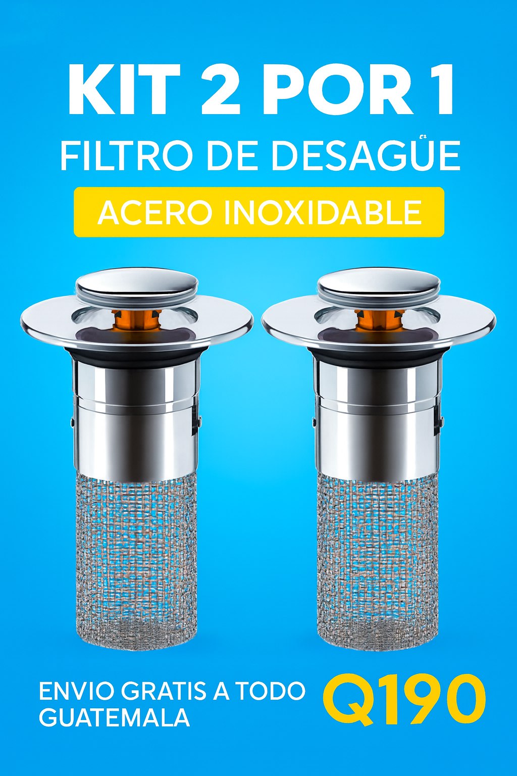 KIT 2 POR 1 | 💧💧Filtro Desague Acero Inoxidable DuoBlock Steel®